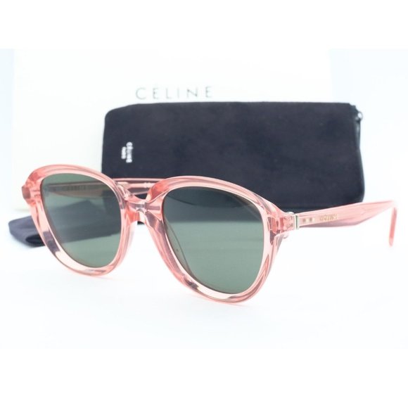 CELINE CL 41448S 35J/QT Round Sunglasses Crystal Pink Green Lens NEW! - Picture 1 of 5